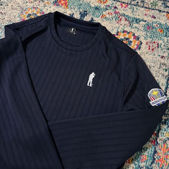 U Suck At Golf USAG Knit Crewneck Navy Blue Sweater Men's Size Medium - Picture 7 of 8